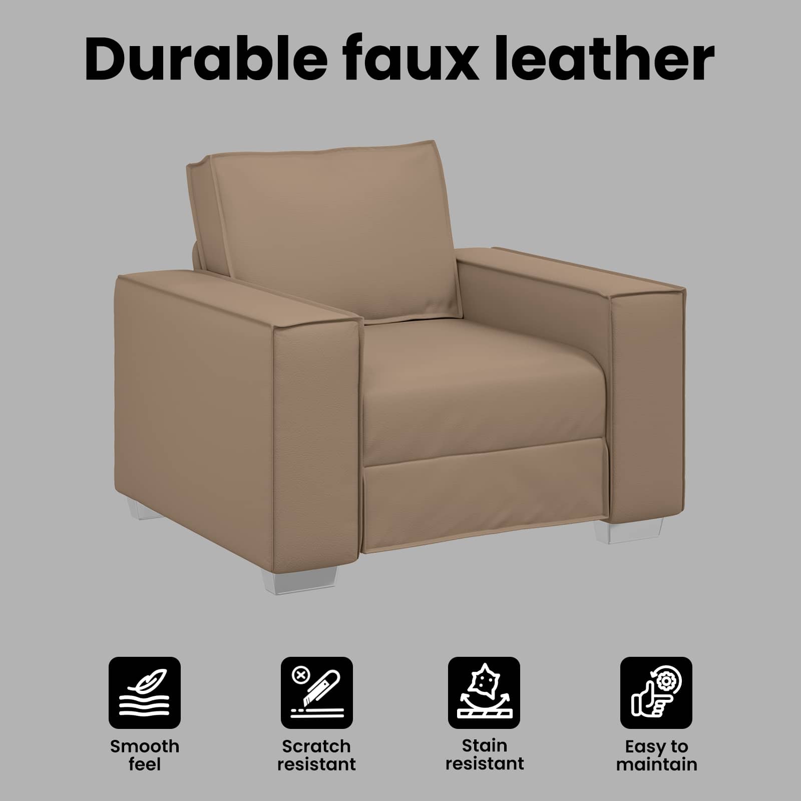 Sofa Chair Cappuccino 100 cm Faux Leather