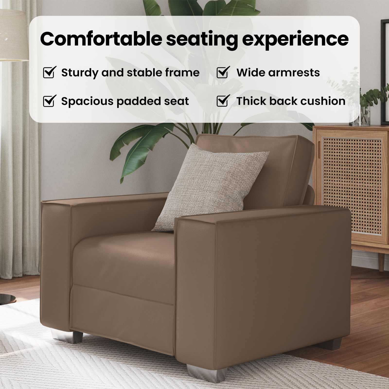 Sofa Chair Cappuccino 100 cm Faux Leather