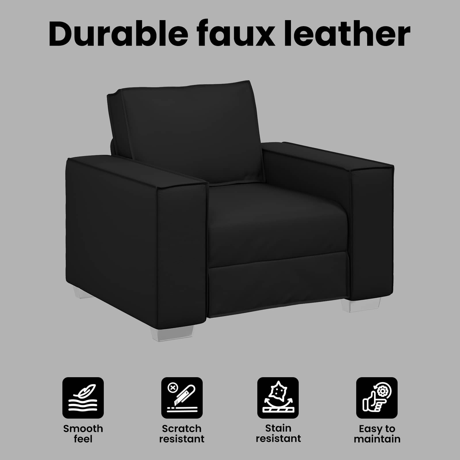 Sofa Chair Black 100 cm Faux Leather