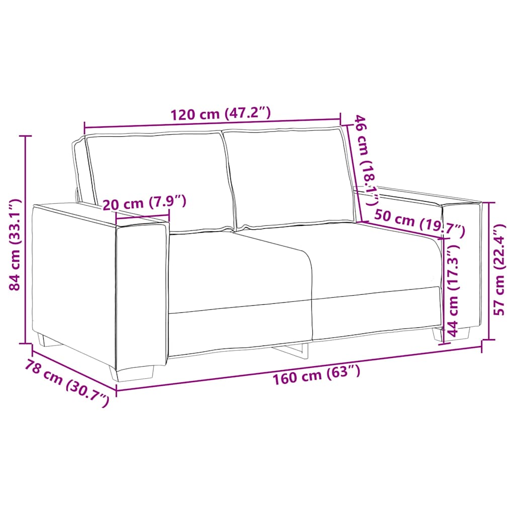 Loveseat Sofa Cappuccino 160 cm Faux Leather