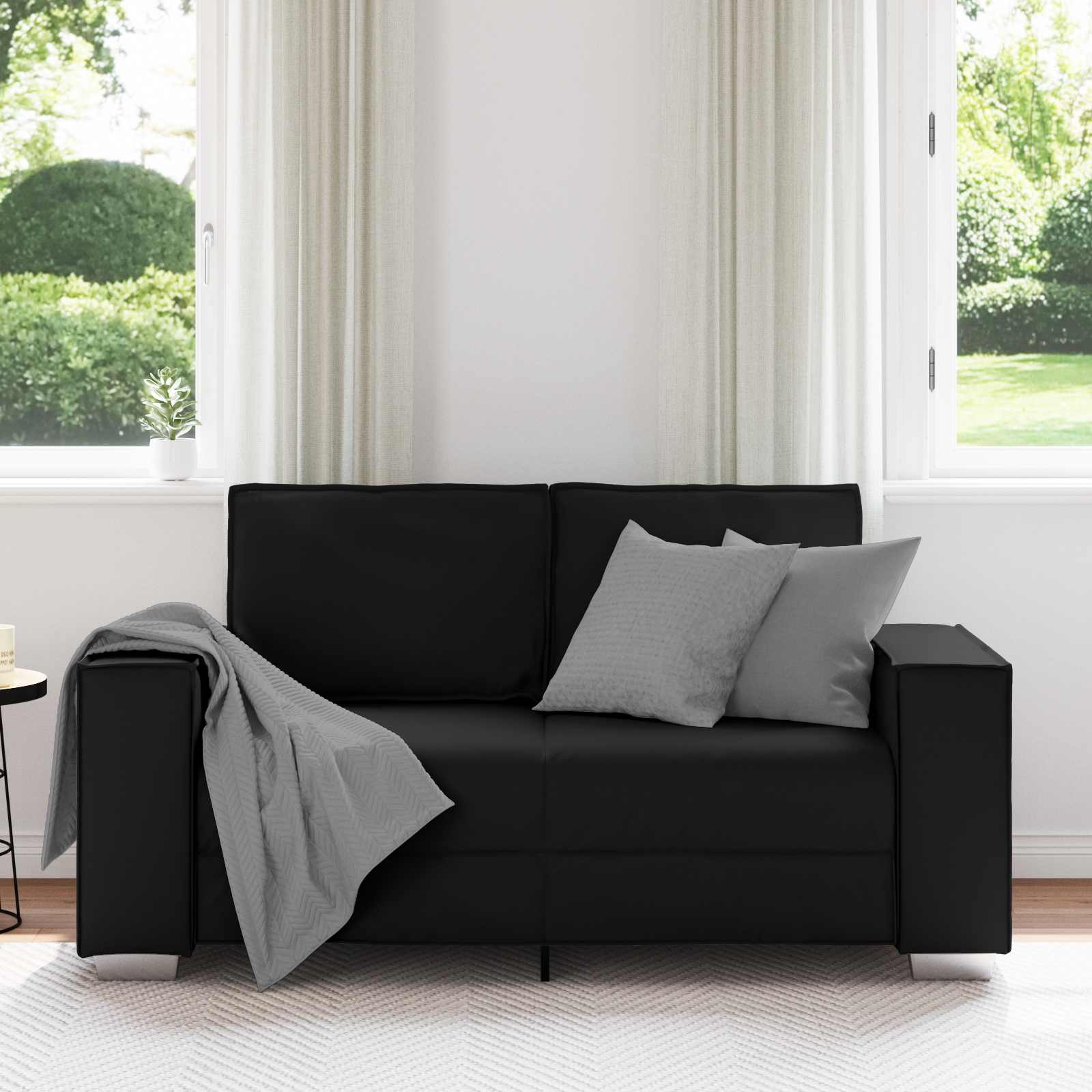 Loveseat Sofa Black 160 cm Faux Leather