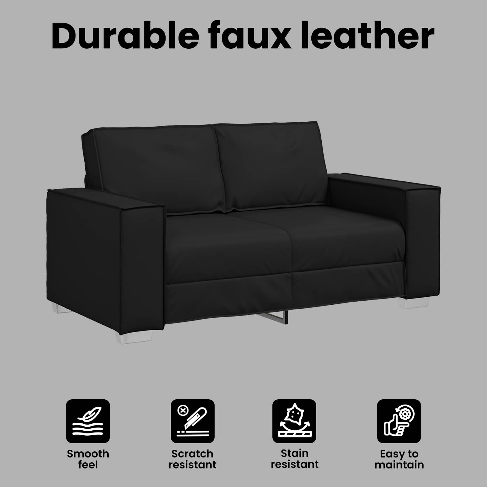 Loveseat Sofa Black 160 cm Faux Leather