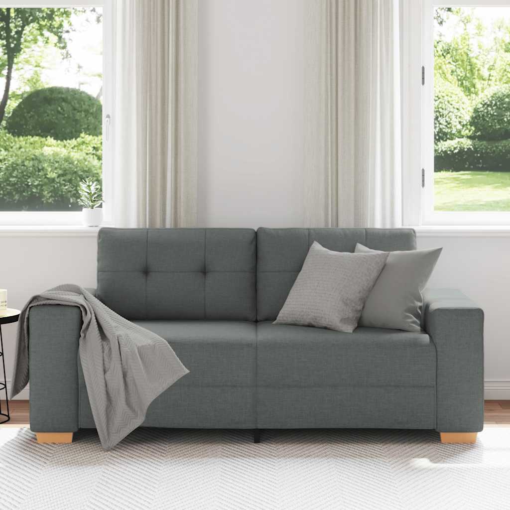 Loveseat Sofa Dark Grey 140 cm Fabric