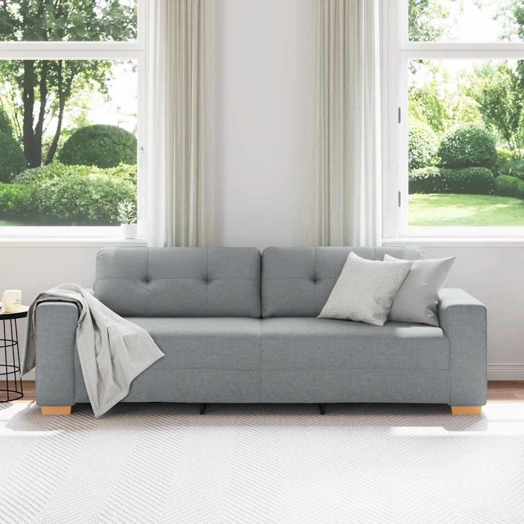 3-Seater Sofa Light Grey 180 cm Fabric
