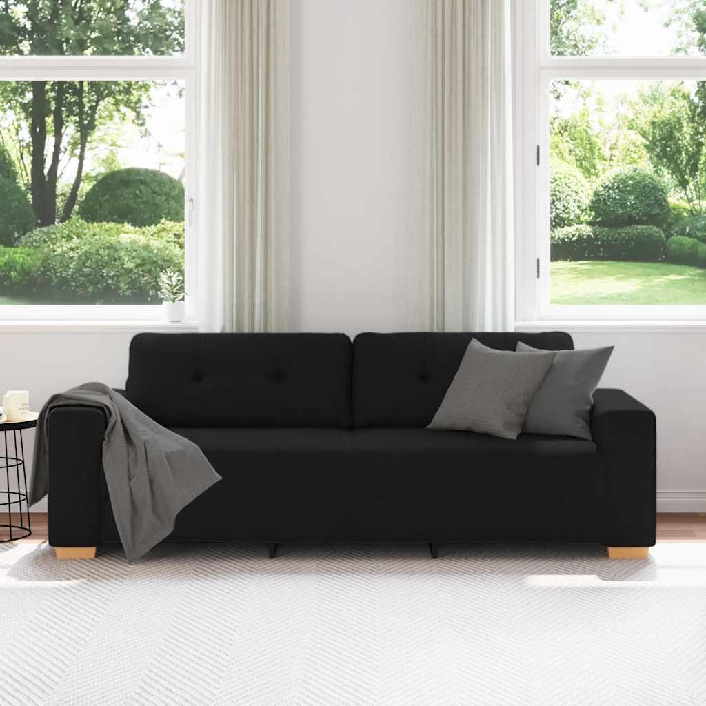 3-Seater Sofa Black 180 cm Fabric