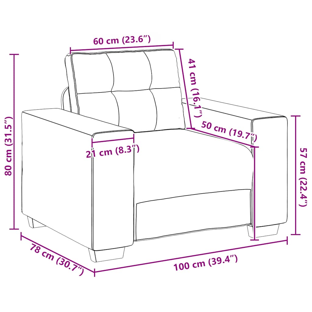 Sofa Chair Dark Grey 100x78x80 cm Velvet