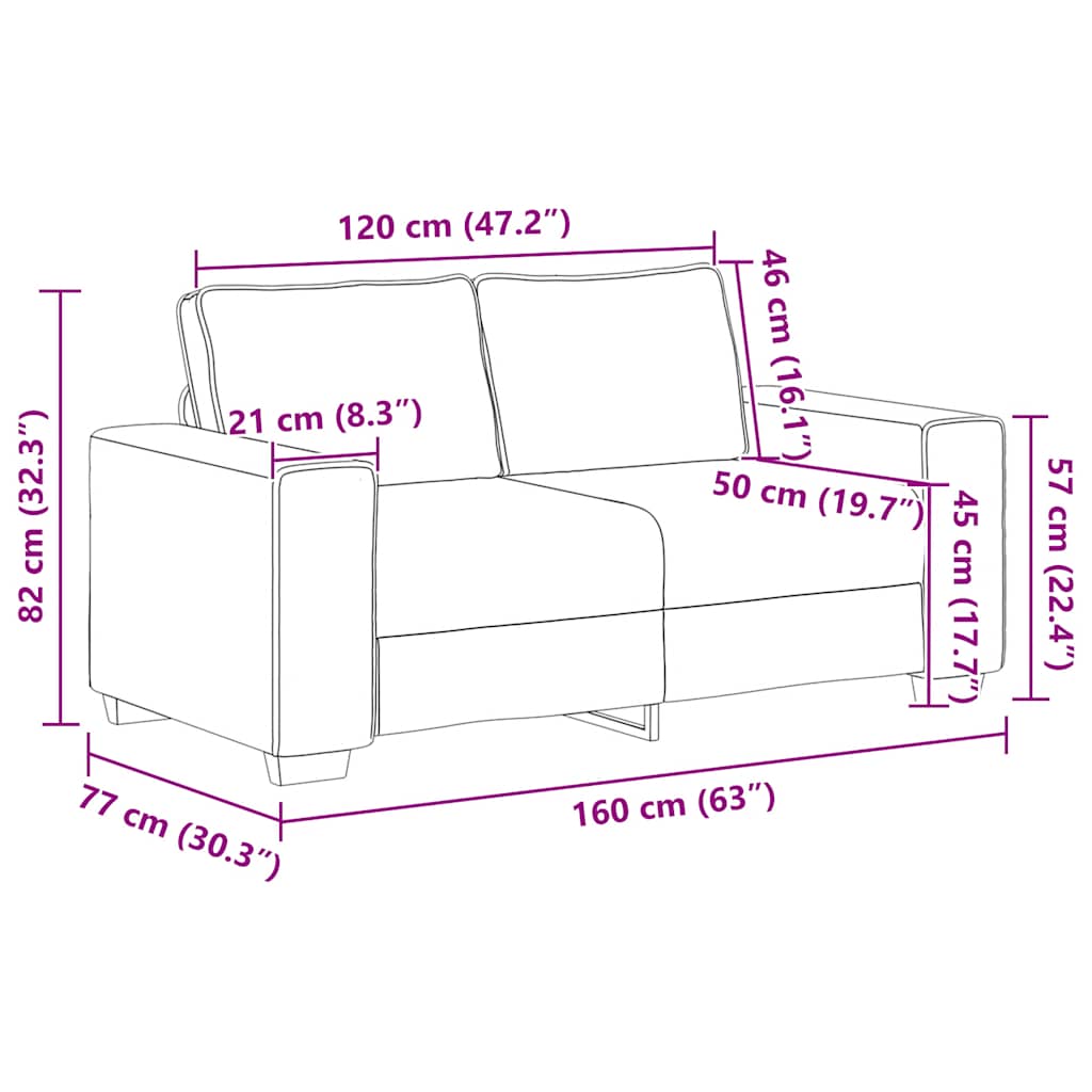 2-Seater Sofa Light Grey 160x77x82 cm Fabric