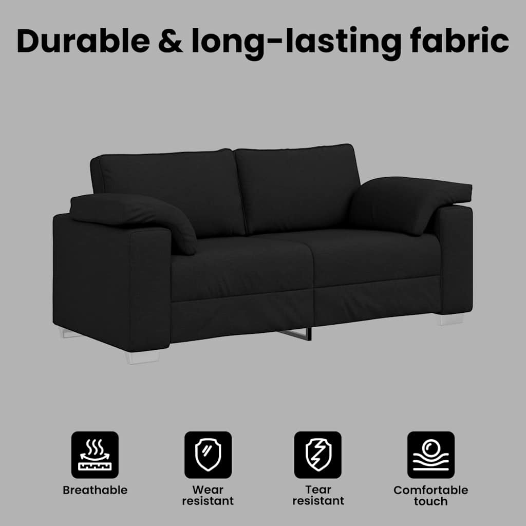 Loveseat Sofa Black 180 cm Fabric