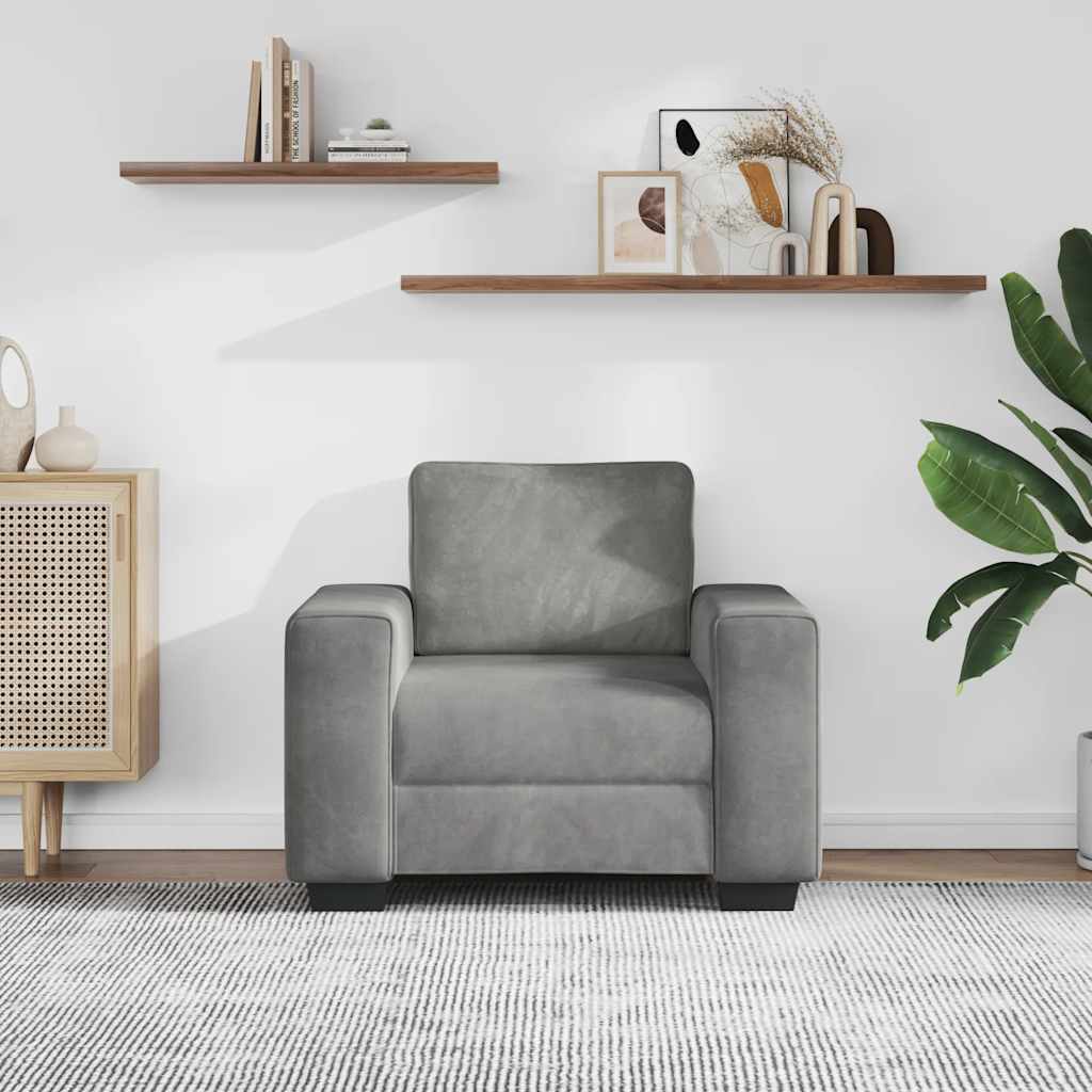 Sofa Chair Light Grey 60 cm Velvet
