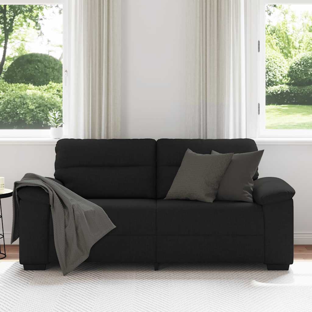 2-Seater Sofa Black 140 cm Fabric
