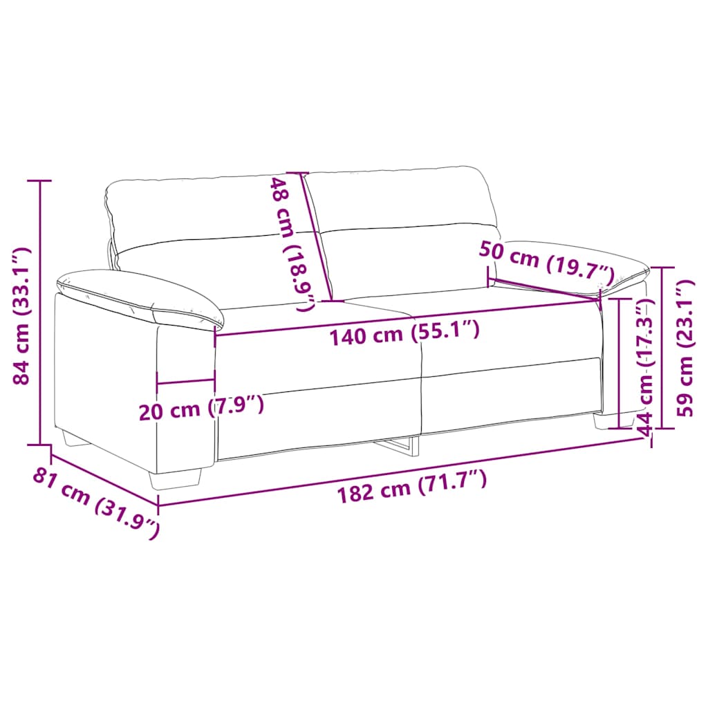 2-Seater Sofa Black 180x81x84 cm Fabric