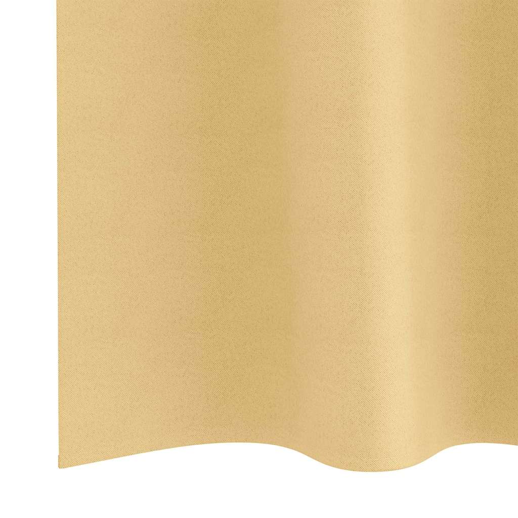 Blackout Curtains with Rings Beige Polyester
