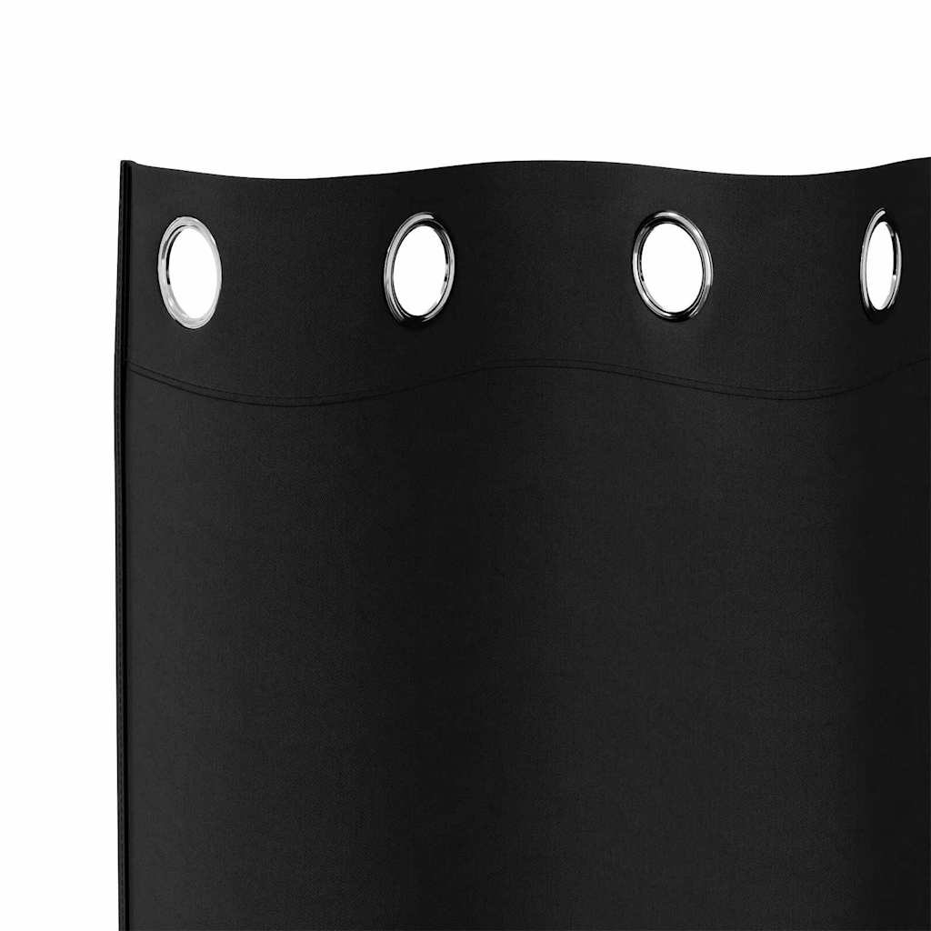 Blackout Curtains with Rings Black Polyester