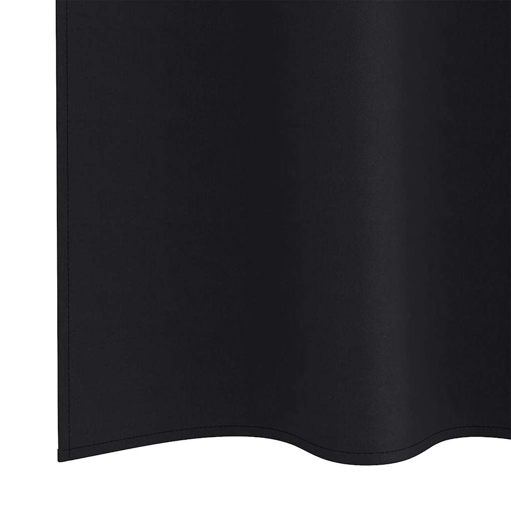 Blackout Curtains with Rings Black Polyester