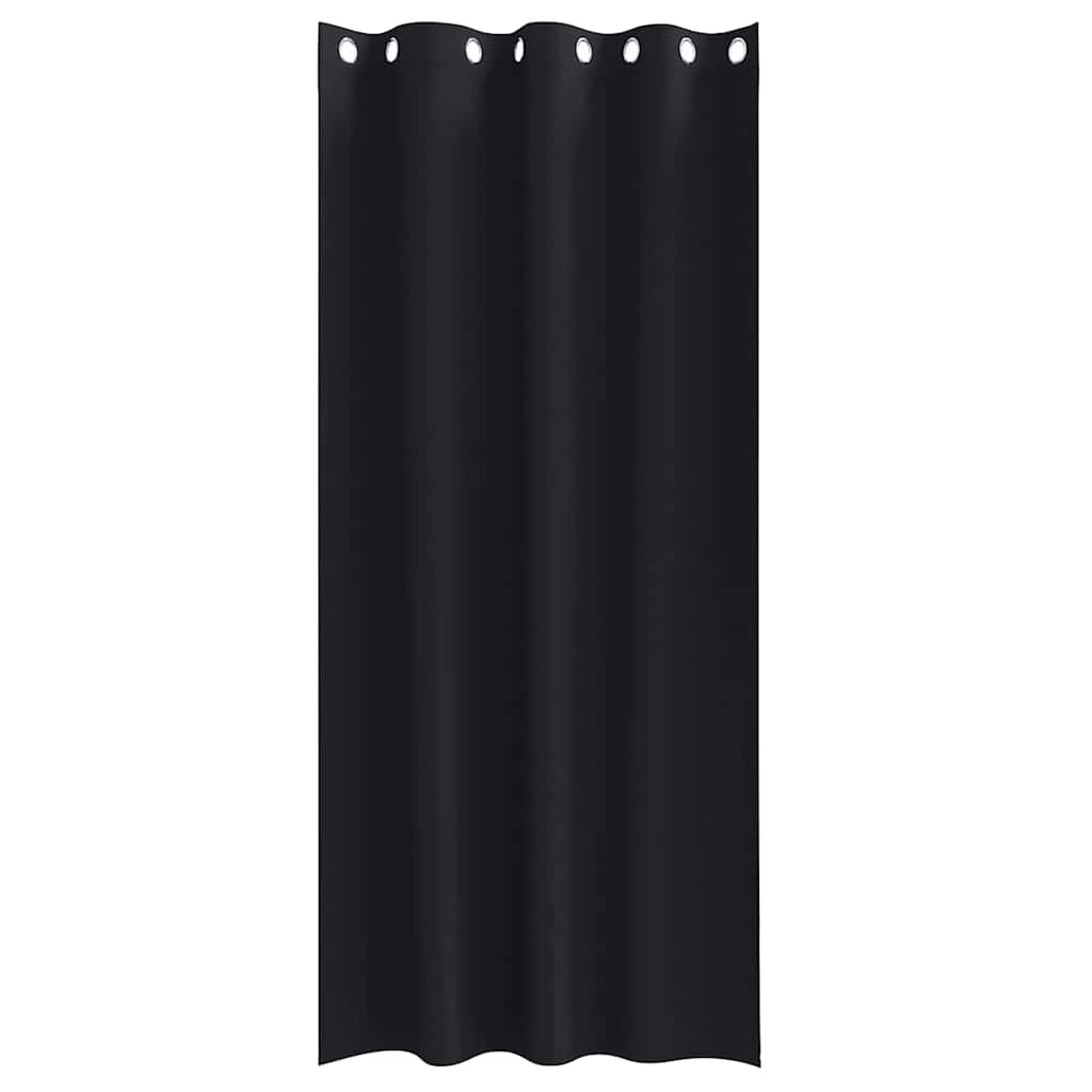 Blackout Curtains with Rings Black Polyester