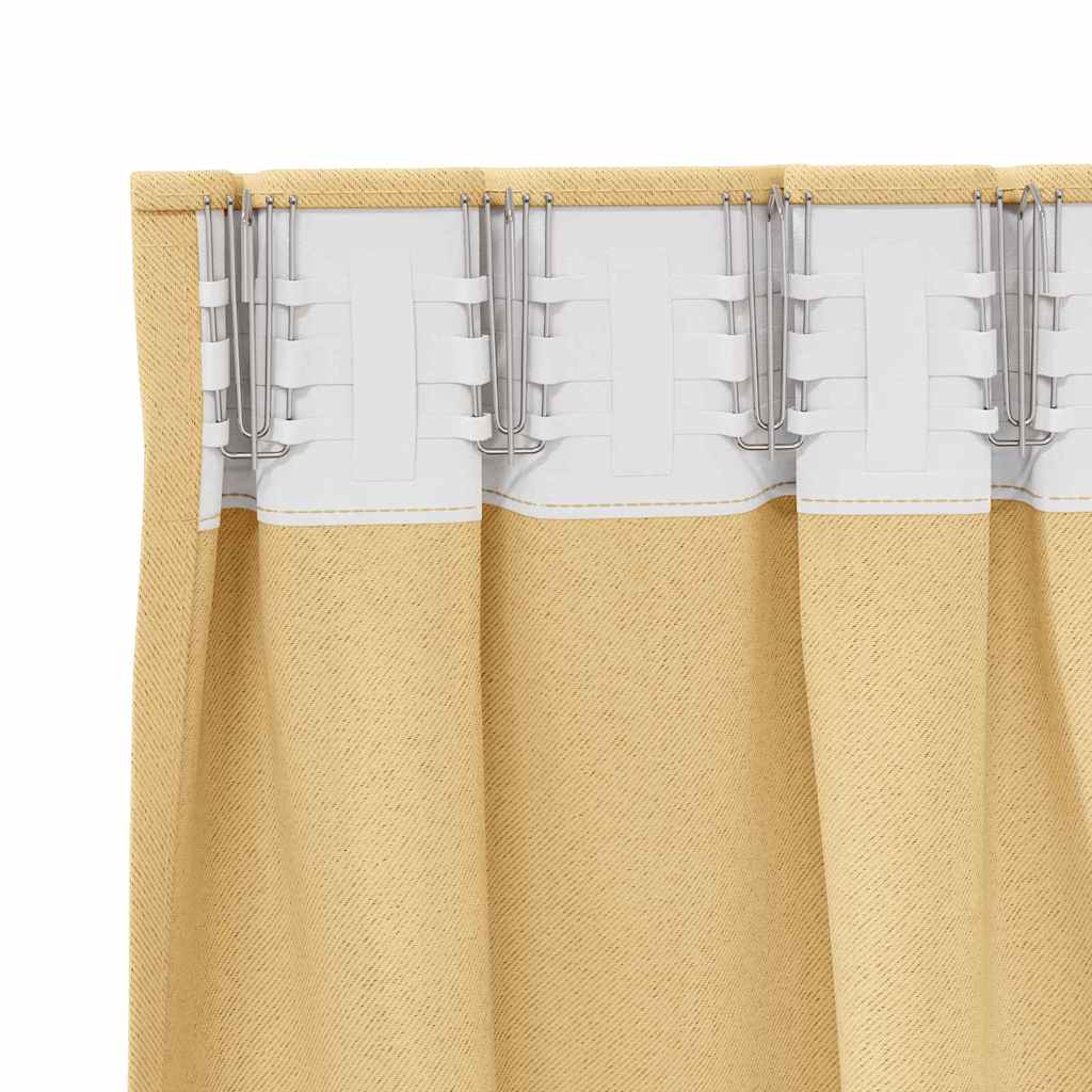 Blackout Curtains with Rings Beige Polyester