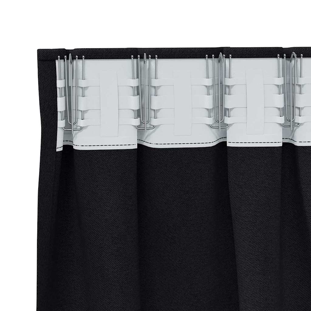 Blackout Curtains with Rings Black Polyester