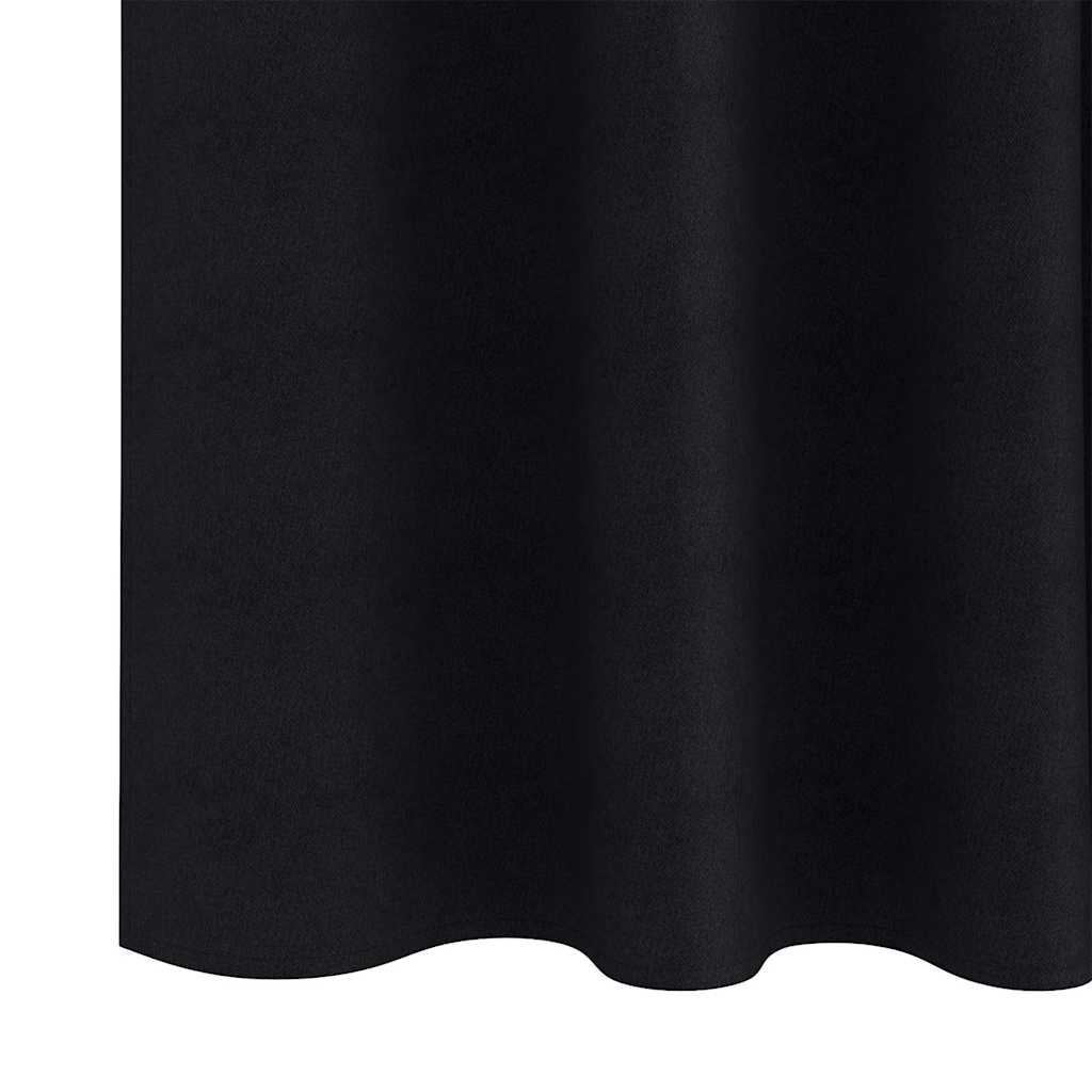 Blackout Curtains with Rings Black Polyester