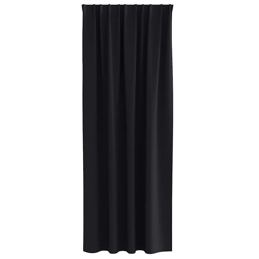 Blackout Curtains with Rings Black Polyester