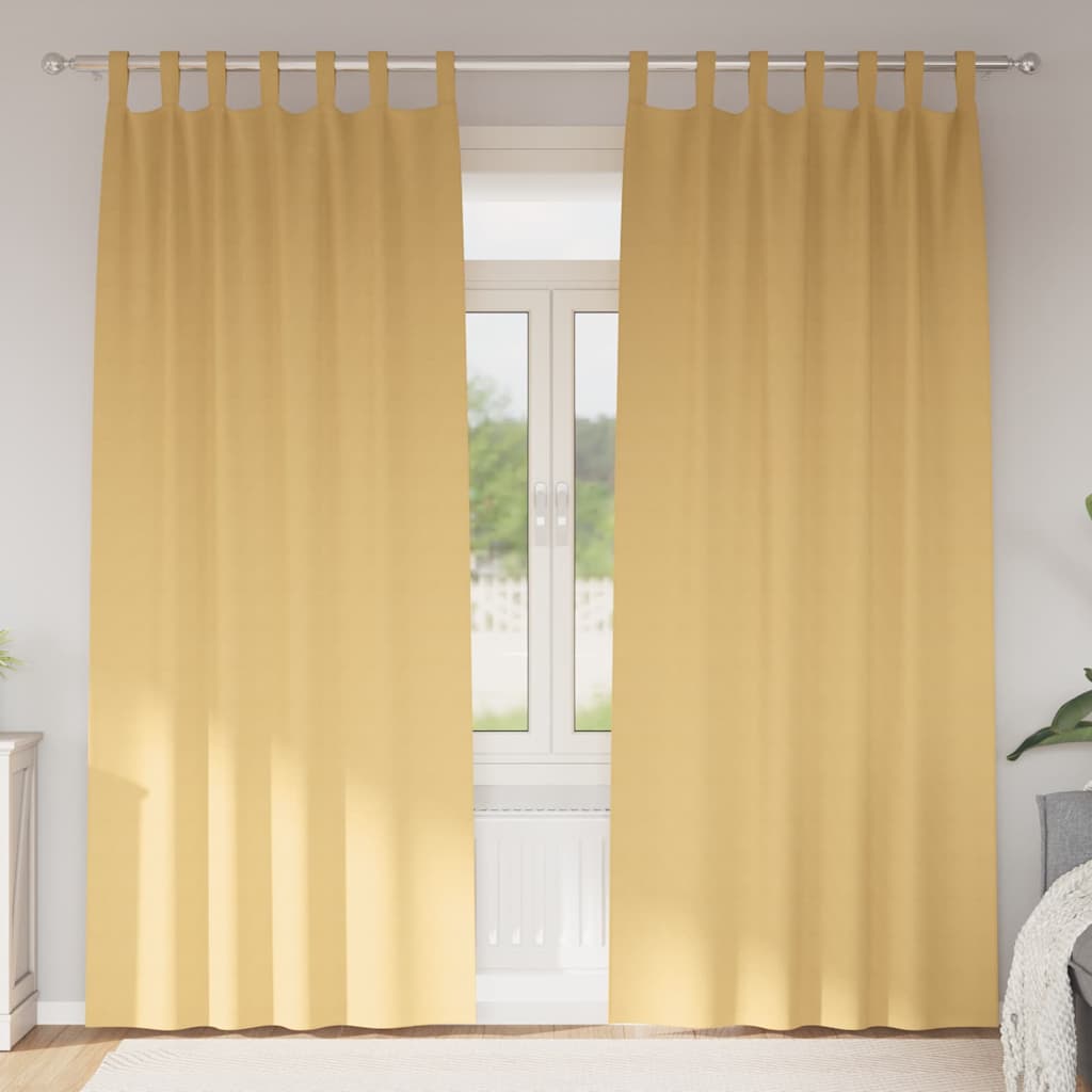 Blackout Curtains with Rings Beige Polyester
