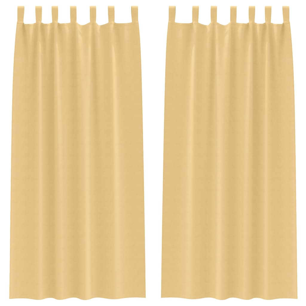 Blackout Curtains with Rings Beige Polyester
