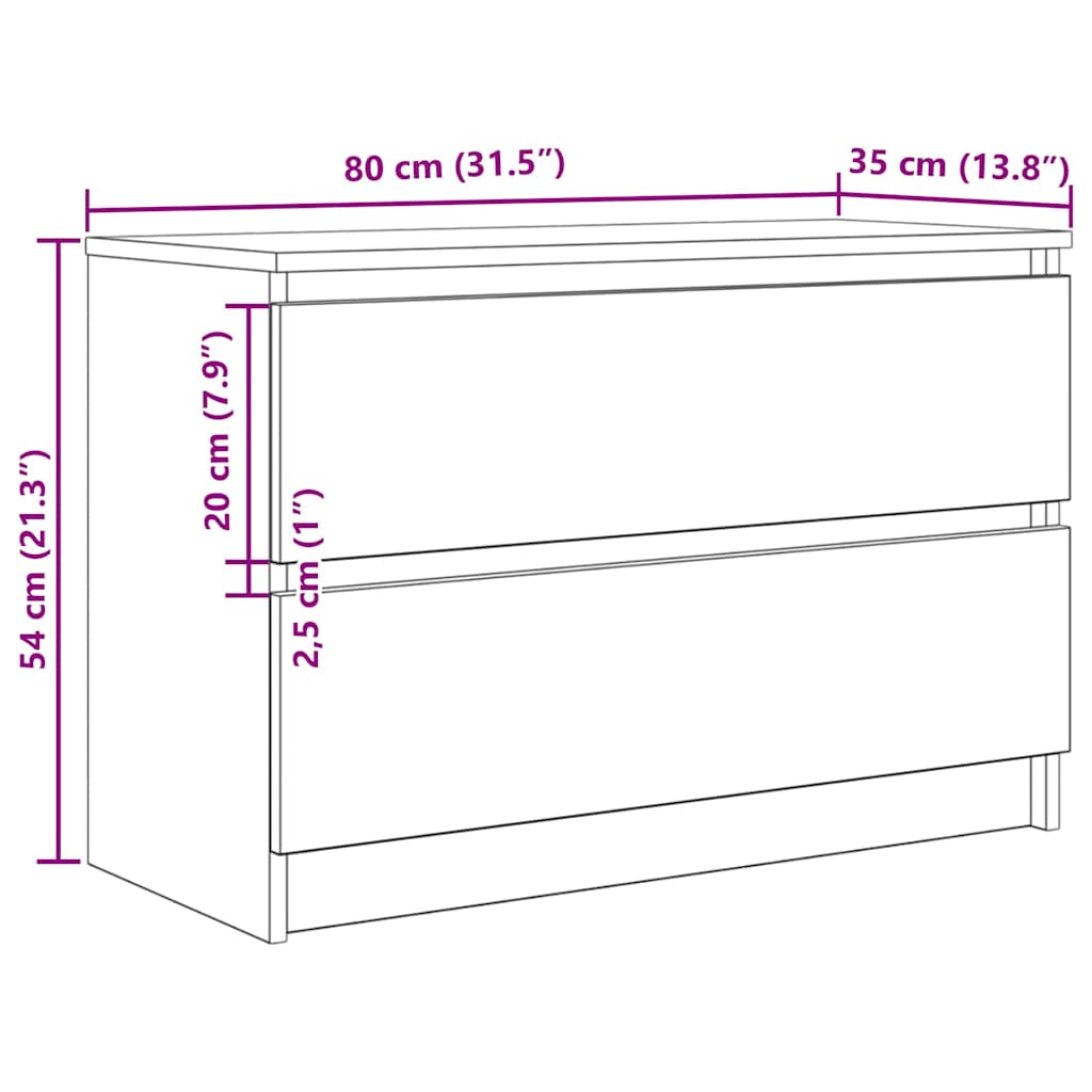 TV Cabinet White 80x35x54 cm Engineered Wood