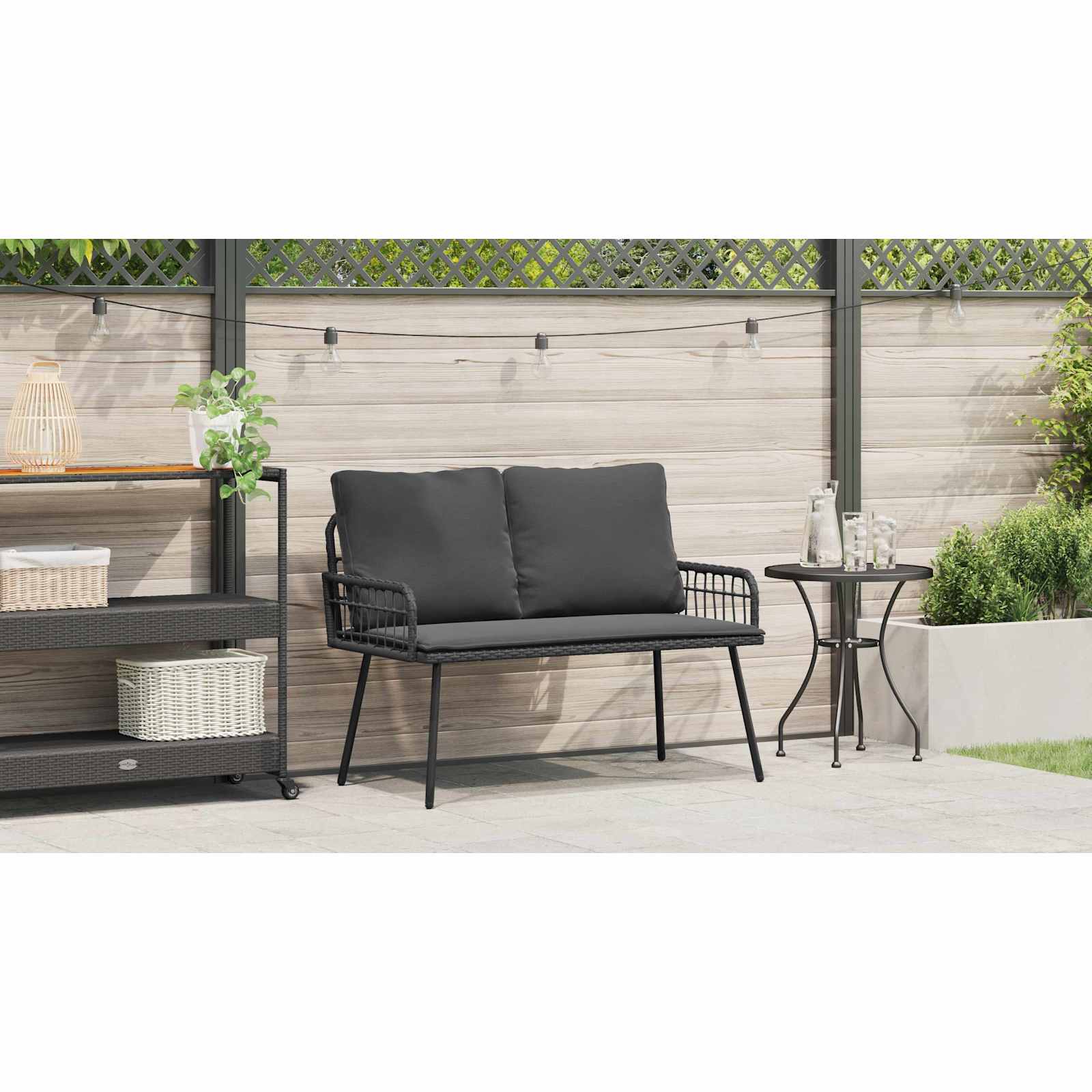 Garden Bench with Cushion Anthracite 114 x 64 x 90cm Steel