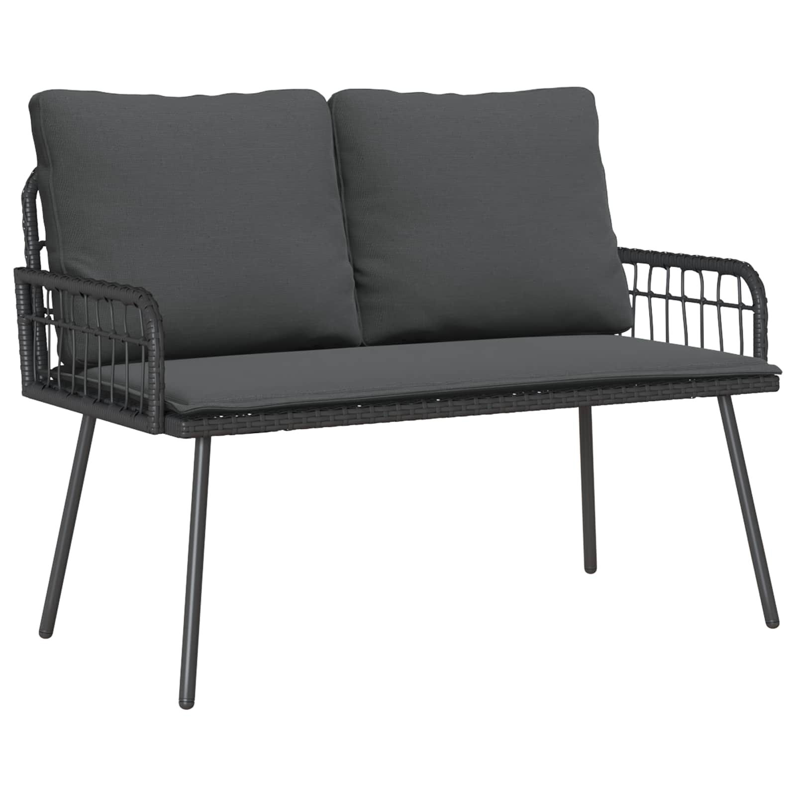 Garden Bench with Cushion Anthracite 114 x 64 x 90cm Steel