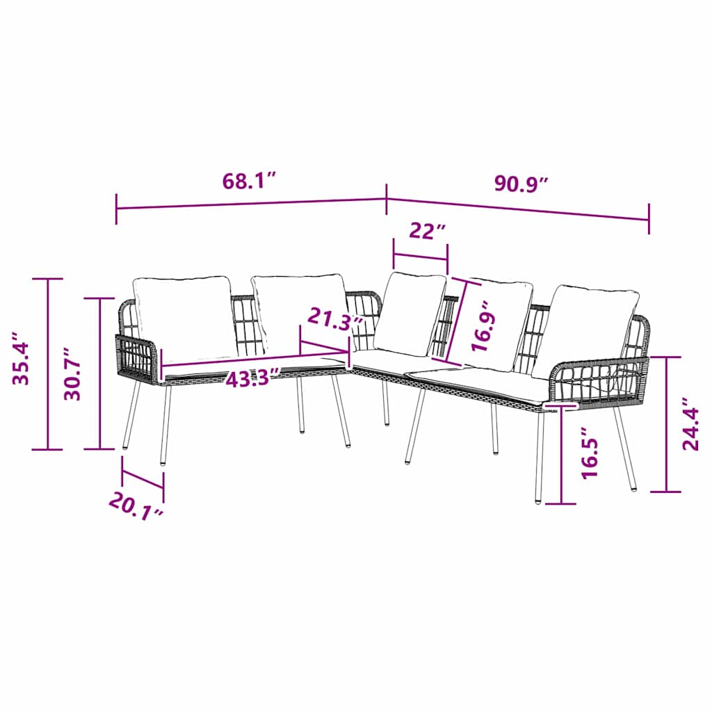 Sofa with Cushion Grey 61.5 x 123 x 82cm Metal