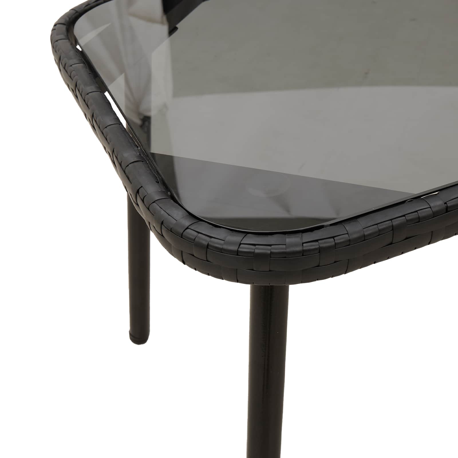 Coffee Table Black 90 x 45 x 43 cm Poly Rattan and glass