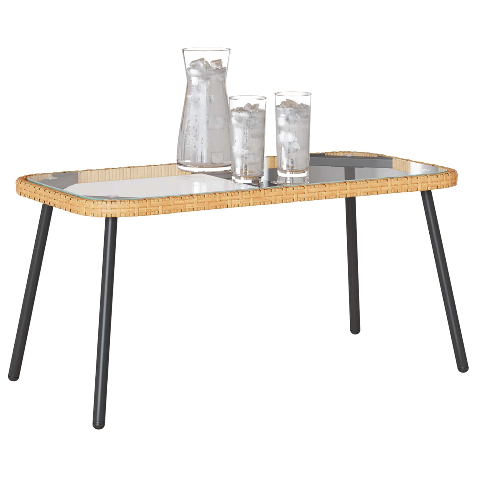 Coffee Table Brown and Black 90 x 45 x 43 cm Poly Rattan