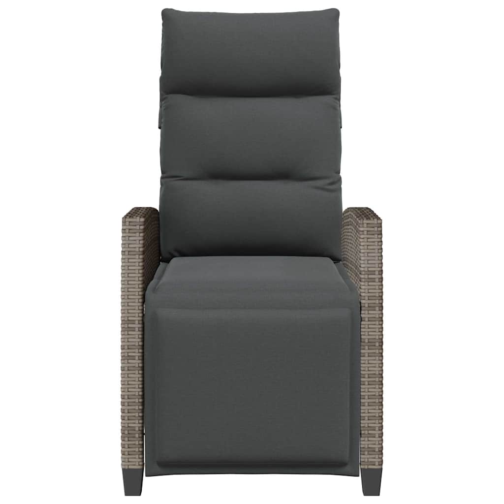 Reclining Garden Chair with Side Table Grey Poly Rattan