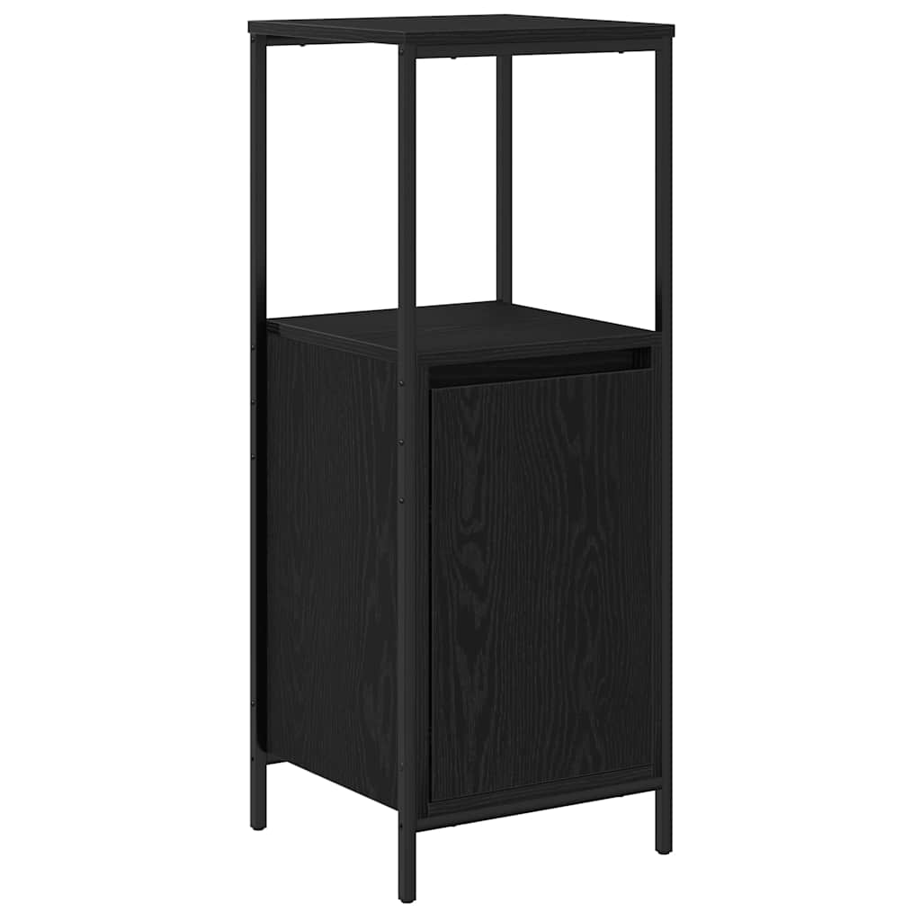 Bathroom Furniture Set with Shelf 5 pcs Black Engineered wood
