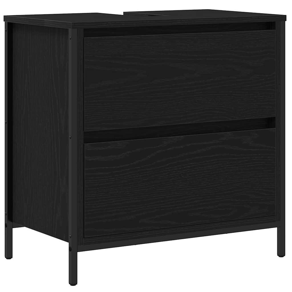 Bathroom Furniture Set with Shelf 5 pcs Black Engineered wood