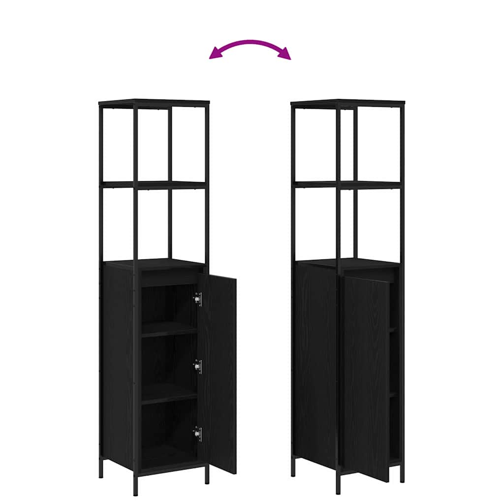 Bathroom Furniture Set 2 pcs Black Oak 36 x 35 x 165 cm