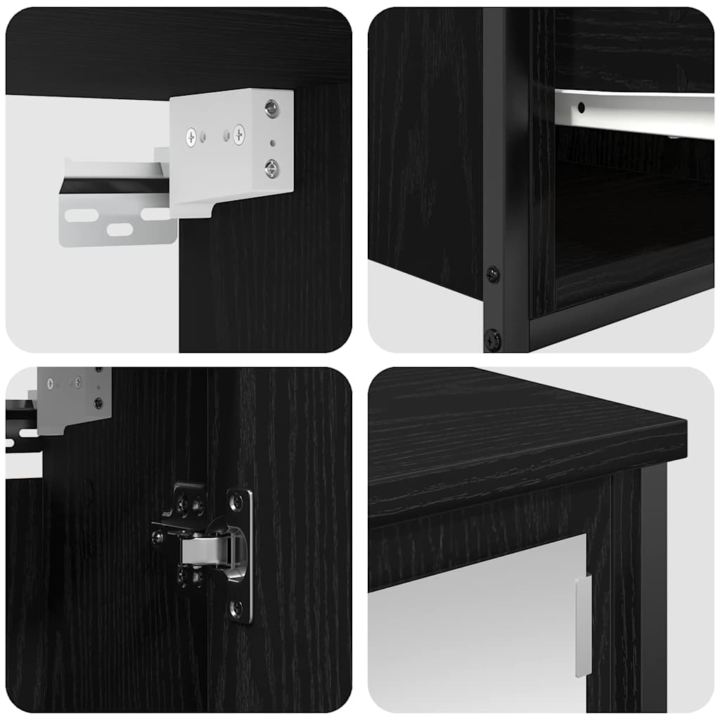 Bathroom Furniture Set 5 pcs Black Oak Engineered Wood