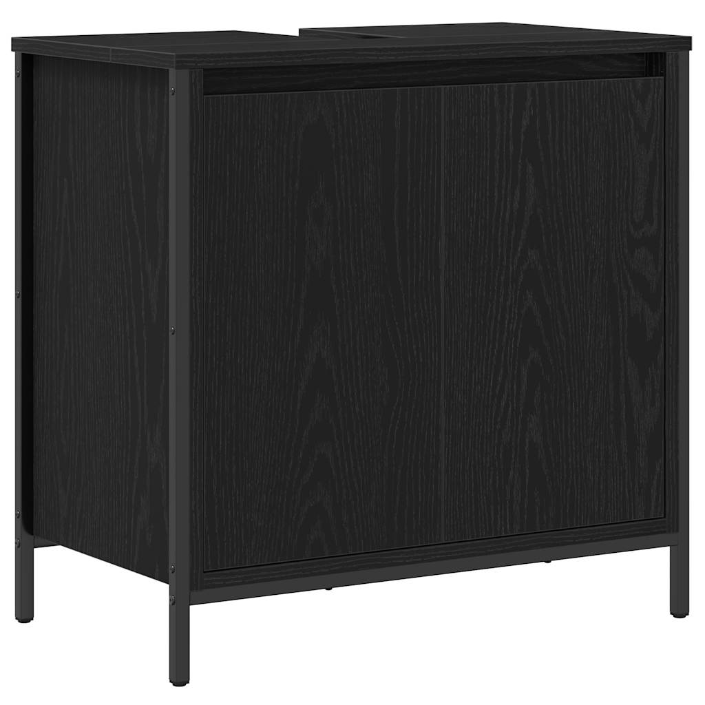 2 Piece Bathroom Furniture Set Black Oak Engineered Wood