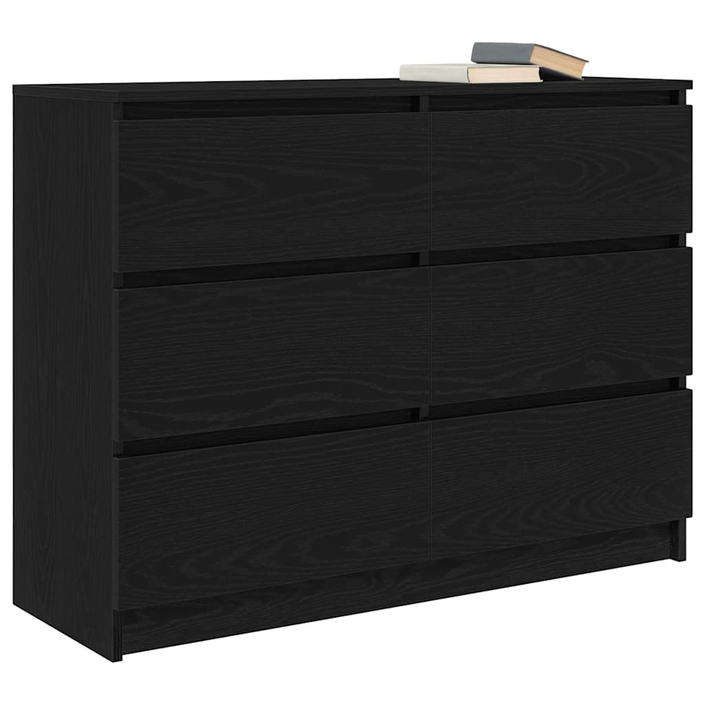Sideboard Black Oak 100x35x76 cm Engineered Wood