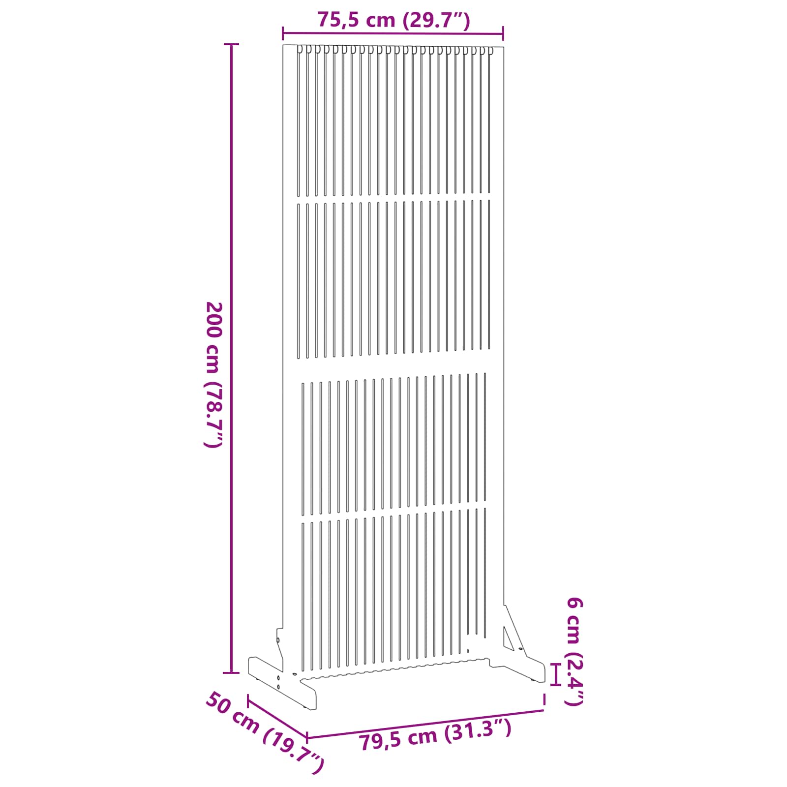 Privacy Screen Brown 79.5 x 50 x 200 cm Solid Acacia wood