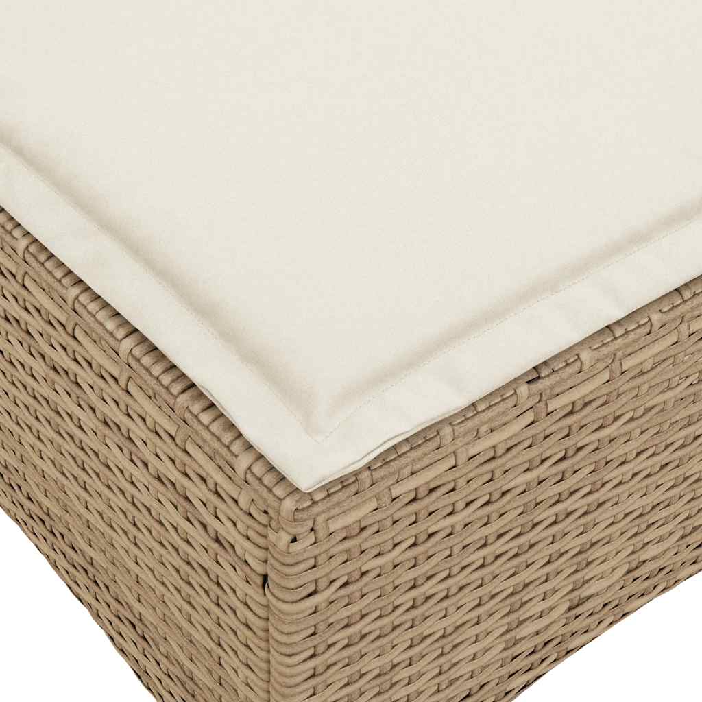 Reclining Garden Sofa with Cushions L-shaped Beige Poly Rattan