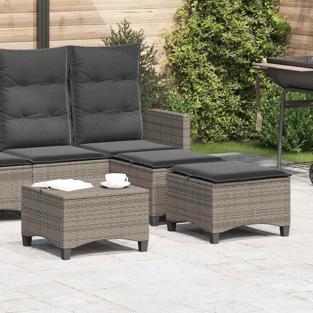 Garden Stools with Cushions 2 pcs Grey 55x55x36 cm Poly Rattan