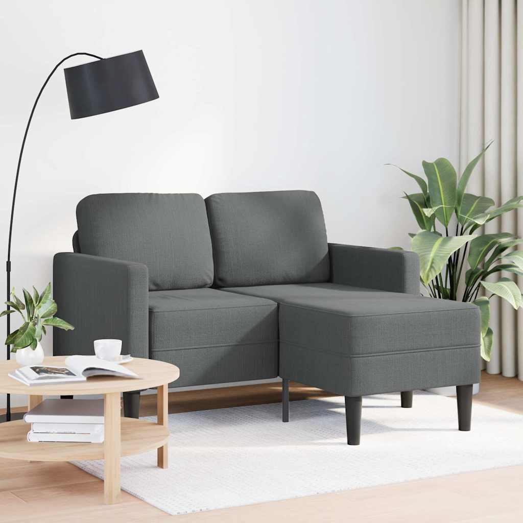 2-Seater Sofa with Chaise L-shaped Dark Grey 125 cm Fabric