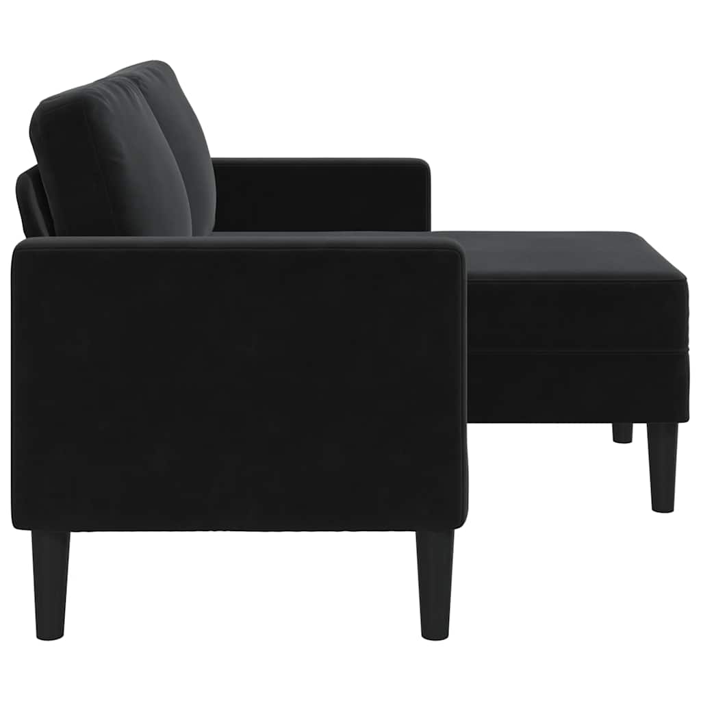 2-Seater Sofa with Chaise L-shaped Black 125 cm Velvet