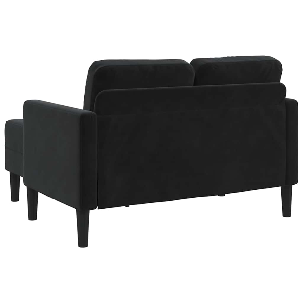 2-Seater Sofa with Chaise L-shaped Black 125 cm Velvet