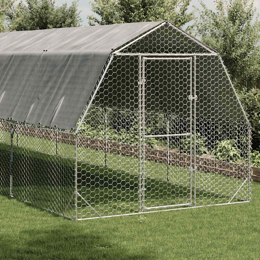 Chicken Run with Roof 2.5x6x2.25 m Galvanised Steel