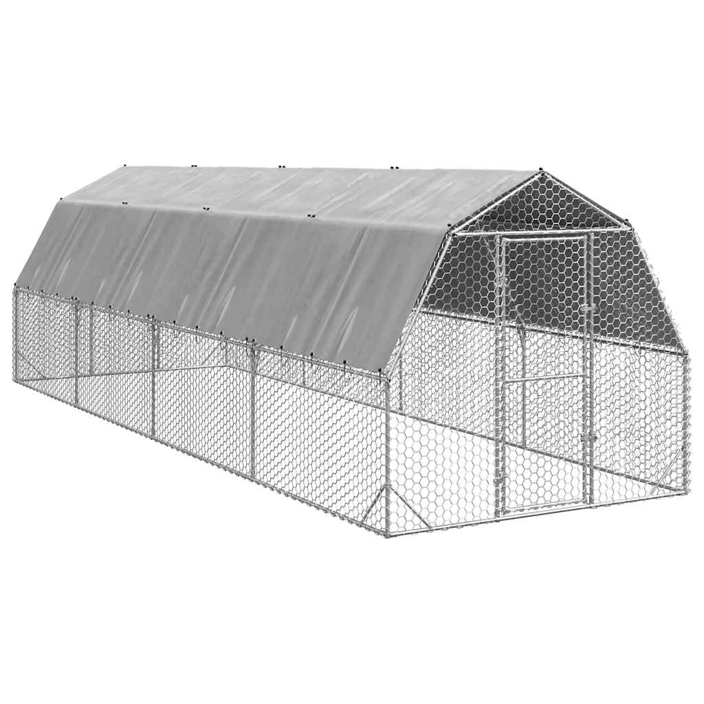 Chicken Run with Roof 2.5x8x2.25 m Galvanised Steel