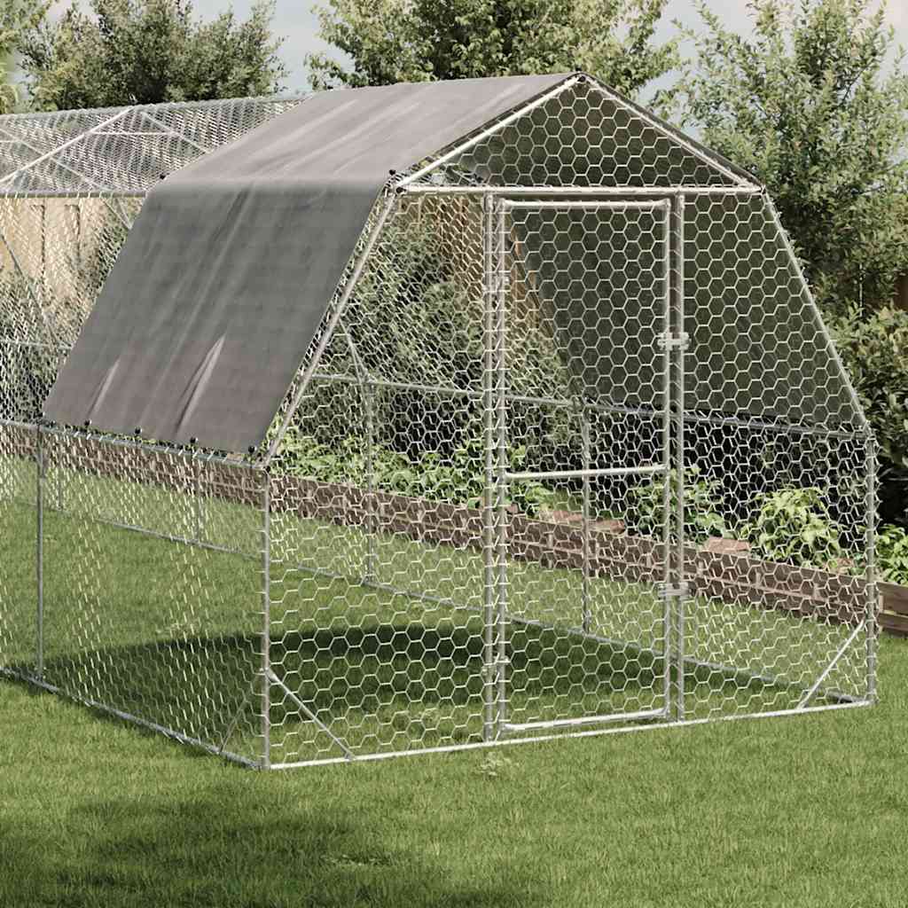 Chicken Run with Roof 2.5x12x2.25 m Galvanised Steel