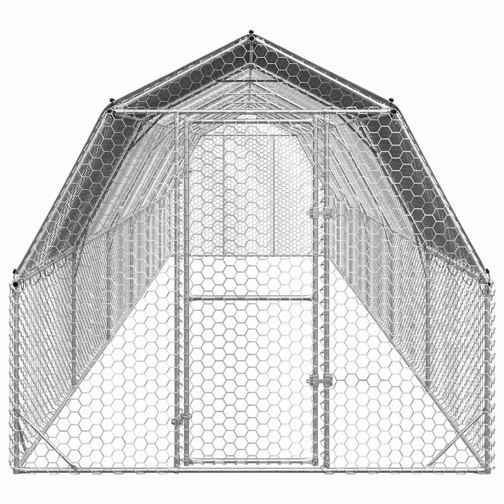 Chicken Run with Roof 2.5x12x2.25 m Galvanised Steel