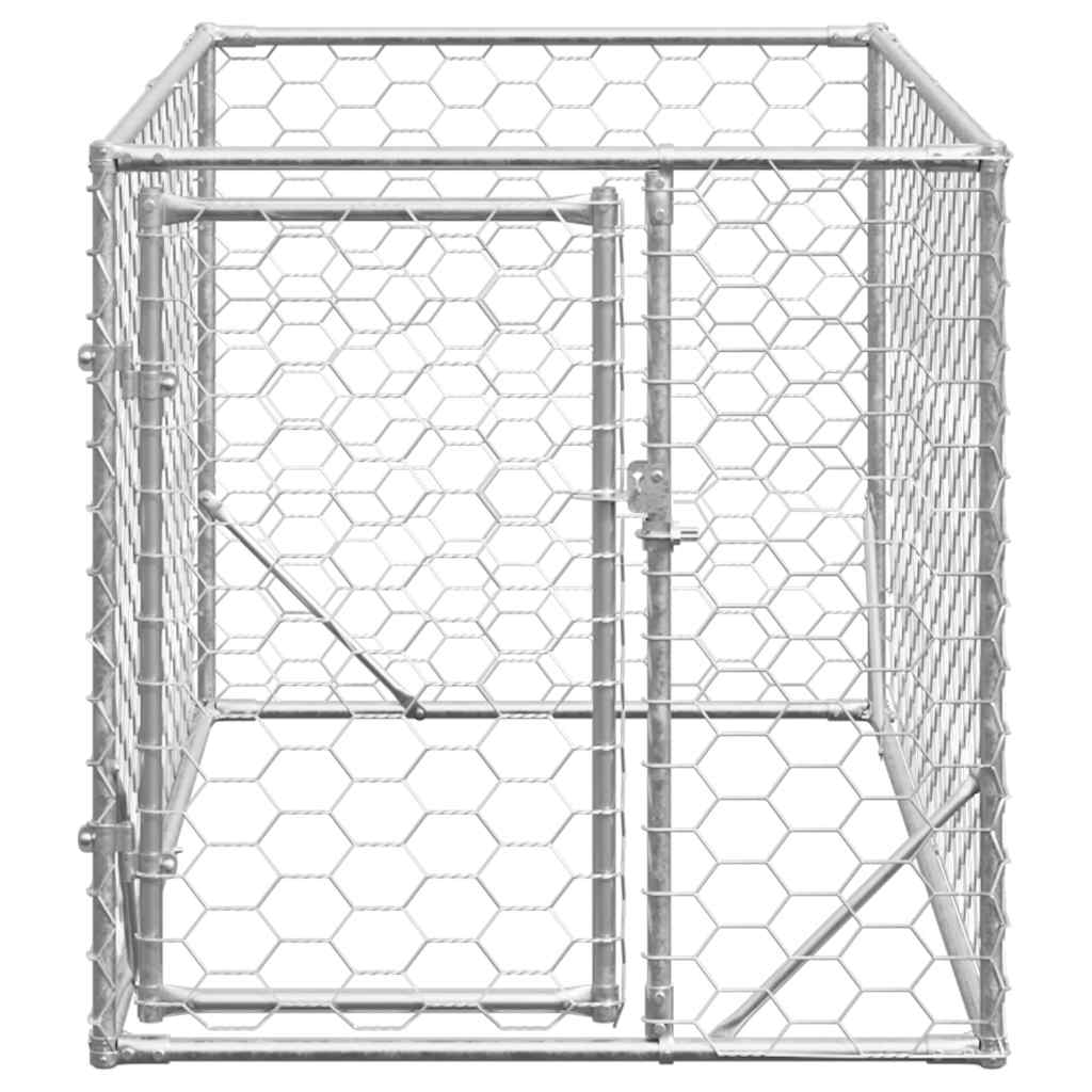 Outdoor Dog Kennel with Door 2x1x1 m Galvanised Steel