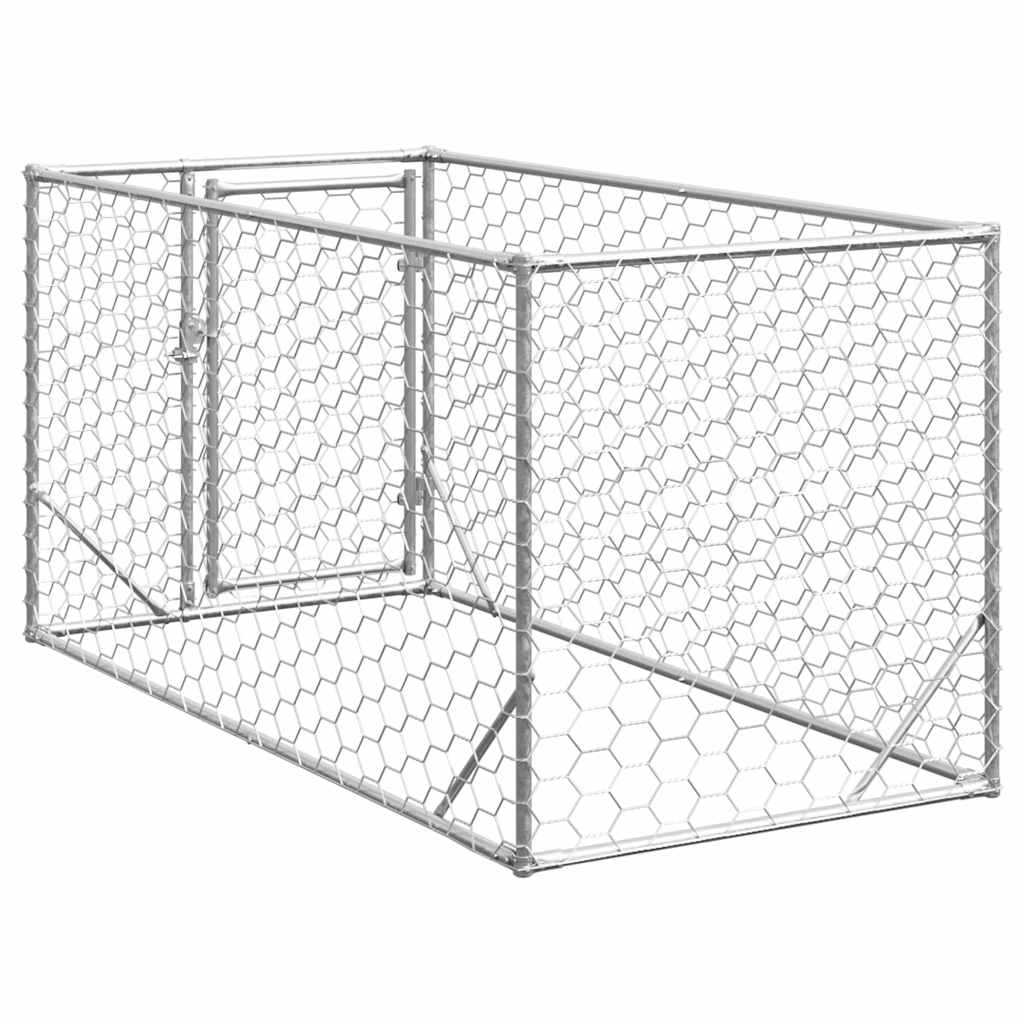 Outdoor Dog Kennel with Door 2x1x1 m Galvanised Steel